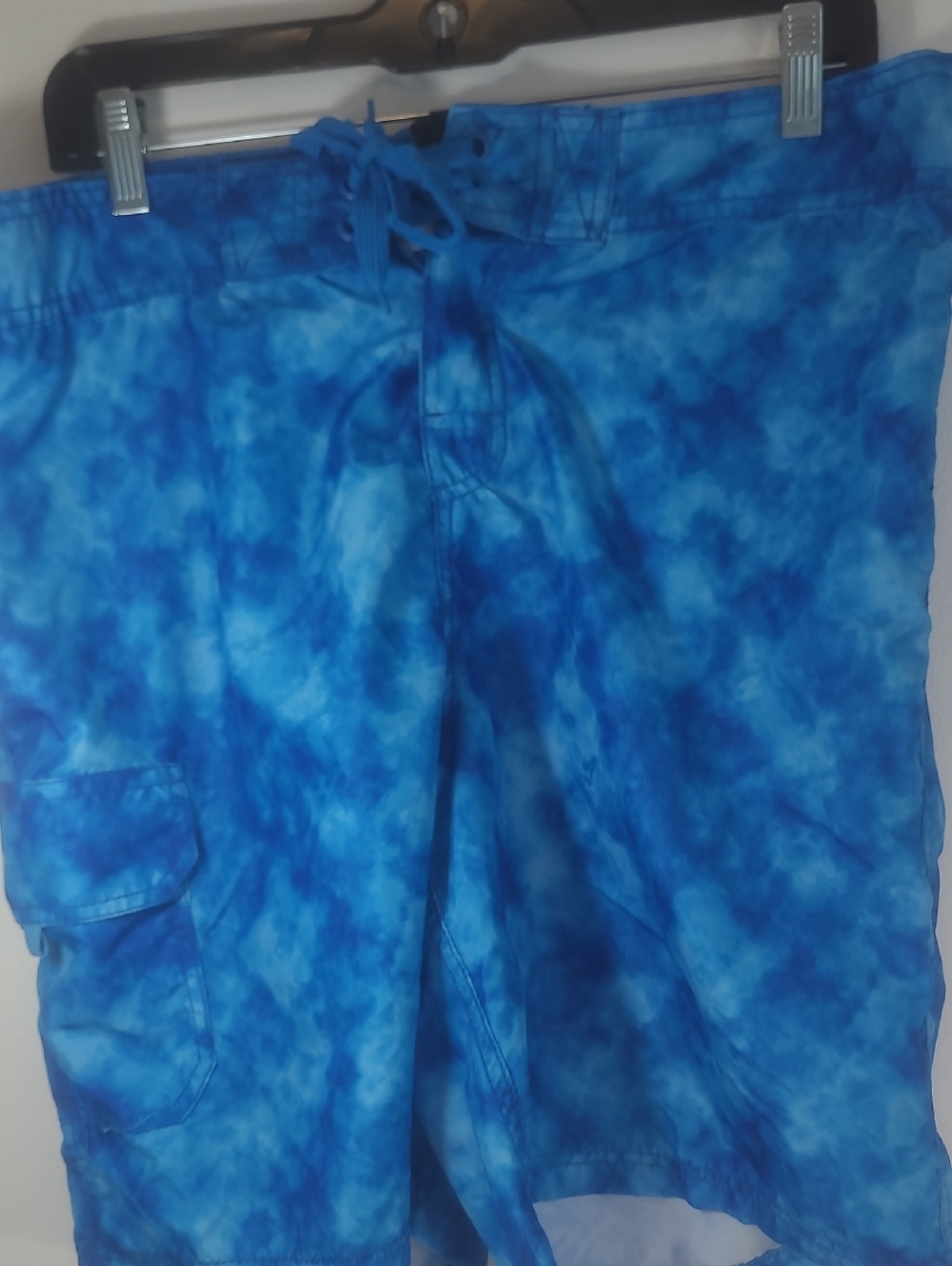 Kanu Surf Blue Wave Logo Swim Trunks Mens Waist 36